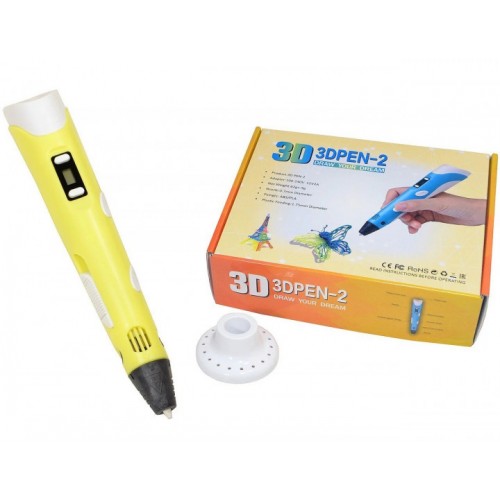 3Д ручка для рисования с LED дисплеем MHz Smart 3D Pen 2 Желтая (D-2019090536)
