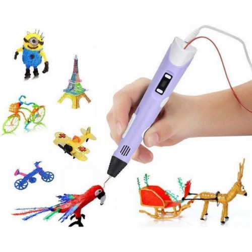 3Д ручка для рисования с LED дисплеем MHz Smart 3D Pen 2 Фиолетовая (D-2019090537)