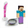 3D ручка с LCD Дисплеем Майнкрафт 3D PEN-11 GEN Minecraft для рисования Эко Пластиком, Розовая + Трафареты (D-2019090684)