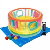 Детский надувной батут Bestway 52262 «Bounce Jam Bouncer» с шариками 10 шт, подстилкой и насосом, 180 х 86 см (D-2019092047)