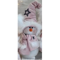 Новогодняя фигурка снеговик в пудровом колпаке 27см (D-2019091256)