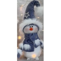 Новогодняя фигурка снеговик в сером колпаке 27см (D-2019091259)