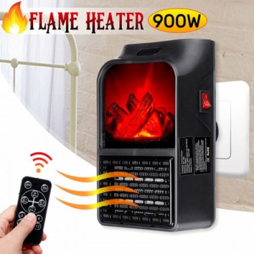 Портативный обогреватель FLAME HEATER 900 Вт с имитацией камина дуйка тепловентилятор с пультом и регулировкой температуры (D-2019090565)