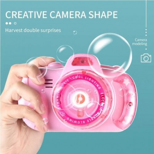 Генератор мыльных пузырей Фотоаппарат  Bubble Camera на батарейках Розовый (D-2019090647)