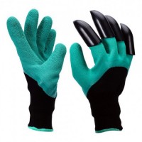 Садовые прочные водонепроницаемые перчатки Garden Genie Gloves с когтями Черно-бирюзовые (D-2019090359)