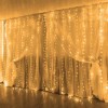 Гирлянда штора комнатная капля росы теплый белый 3Х3 метра 300 LED C ПУЛЬТОМ, может работать от павербанка (D-2019091199)