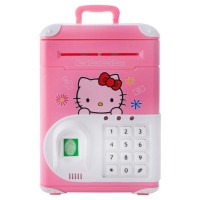Электронная Копилка сейф с кодовым замком + купюроприемник, чемодан Hello Kitty Розовая (D-2019090717)