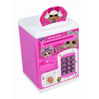 Электронная копилка сейф с отпечатком пальца и кодовым замком Money Safe WF-3002 "LOL", розовая (D-2019091972)