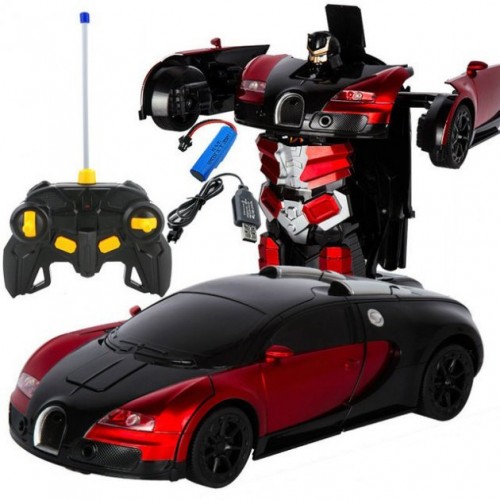 Машинка робот трансформер на радиоуправлении с пультом Автобот Bugatti Robot Car Размер Красная (D-2019090845)