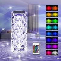 Настольная LED лампа Кристалл Роза хрустальная Crystal Rose, ночник на аккумуляторе с сенсорным управлением на пульте управления 23 см, 16 цветов (D-2019091304)