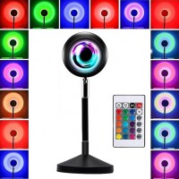 Лампа сансет Sunset Lamp 2.0 RGB c пультом управления проекционный светильник заката / рассвета лампа-ночник 16 оттенков свечения (D-2019091176)