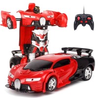 Машина-трансформер с пультом и аккумулятором Bugatti Veyron robot Красная (D-2019091988)