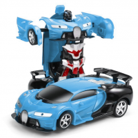 Машина трансформер с пультом и аккумулятором Bugatti Veyron robot Синяя (D-2019091987)