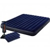 Двухместный надувной матрас Intex Classic Downy с двумя подушками и ручным насосом 183 x 203 x 25 см Синий (D-2019090852)