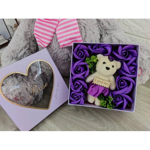 Подарочный набор мыло с мишкой Love You фиолетовый (D-2019090937)