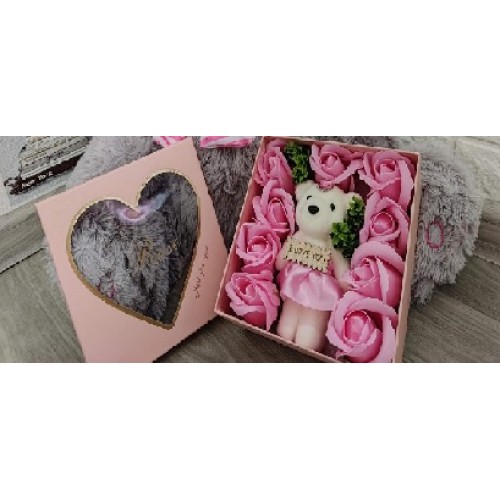 Подарочный набор мыло с мишкой Love You розовый(D-2019090936)