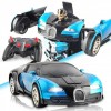 Машина-трансформер с пультом и аккумулятором Bugatti Veyron robot car size 1:18 Синяя (D-2019090659)