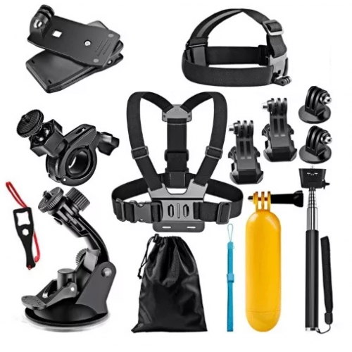 Набор креплений и аксессуаров для экшн камер GoPro, Xiaomi, Eken, Sjcam и другие 12 предметов (D-2019090621)