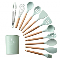 Набор кухонных принадлежностей Kitchen Set из 12 предметов c подставкой для кухни дерево + силикон Бирюзовый (D-2019091726) Набор кухонных принадлежностей Kitchen Set из 12 предметов c подставкой для кухни дерево + силикон Бирюзовый (D-2019091726)