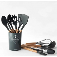 Набор кухонных принадлежностей Kitchen Set из 12 предметов c подставкой для кухни дерево + силикон Черный (D-2019091732) Набор кухонных принадлежностей Kitchen Set из 12 предметов c подставкой для кухни дерево + силикон Черный (D-2019091732)