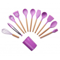 Набор кухонных принадлежностей Kitchen Set из 12 предметов c подставкой для кухни дерево + силикон Фиолетовый (D-2019091731) Набор кухонных принадлежностей Kitchen Set из 12 предметов c подставкой для кухни дерево + силикон Фиолетовый (D-2019091731)