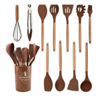 Набор кухонных принадлежностей Kitchen Set из 12 предметов c подставкой для кухни дерево + силикон Коричневый (D-2019091728) Набор кухонных принадлежностей Kitchen Set из 12 предметов c подставкой для кухни дерево + силикон Коричневый (D-2019091728)