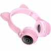Беспроводные наушники Hoco Cheerful Cat ear W27 c блютуз гарнитурой в стиле кошачьи ушки для телефона с встроенным MP3 плеером Розовые (D-2019090549)