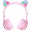 Беспроводные наушники Hoco Cheerful Cat ear W27 c блютуз гарнитурой в стиле кошачьи ушки для телефона с встроенным MP3 плеером Розовые (D-2019090549)