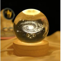 Декоративный 3d ночник 3д хрустальный шар Галактика 60мм с led подсветкой прозрачный (D-2019092010)