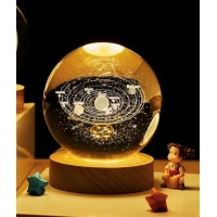 Декоративный 3d ночник 3д хрустальный шар система планет 80мм с led подсветкой прозрачный (D-2019092020)