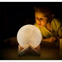 Ночник Светильник настольный 3D Moon Light Lamp Луна на пульте и сенсорное управление 15 см с аккумулятором 16 цветов (D-2019091080)