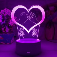 Декоративный 3d ночник 3д в форме сердца с led подсветкой 7 цветов прозрачный (D-2019092064)