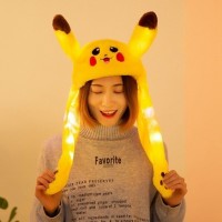 Шапка Пикачу с двигающимися ушками светящаяся в темноте Bamboo Желтая (D-2019090709)
