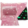 Плед светящийся в темноте День Ночь Magic Blanket 120х150см Розовый (D-2019090950)