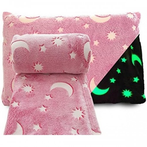 Плед светящийся в темноте День Ночь Magic Blanket 120х150см Розовый (D-2019090950)