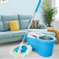 Швабра с турбо отжимом и ведром с корзиной центрифугой Spin Mop 360 Голубое (D-2019090561)