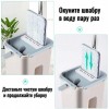 Швабра с отжимом и ведром 7л комплект для мытья пола и уборки с самоотжимом лентяйка для мойки полов универсальная профессиональная удобная плоская квадратная насадка из микрофибры набор (D-2019090607)