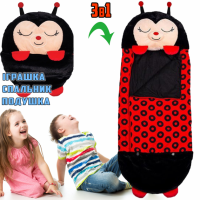 Спальный детский мешок 3в1 для сна подушка игрушка разъемный спальник 140 см плюс подушка на молнии Happy Nappers божья коровка (D-2019091229)