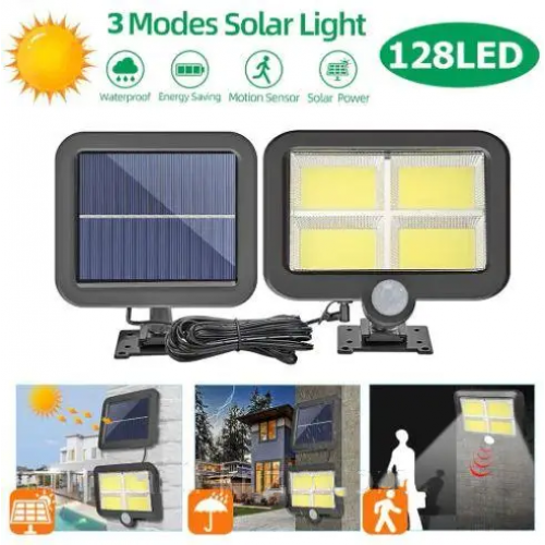 Фонарь фасадный на солнечной батарее Solar 12V Светильник с датчиком движения 6500К Черный  (D-2019091097)