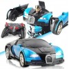 Машинка робот аккумуляторный автобот с пультом на радиоуправлении Bugatti Veyron Robot Car Size 1:12 Синяя (D-2019090689)