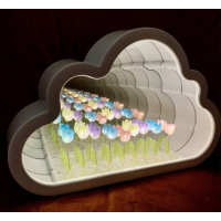 Настольная лампа ночник бесконечное зеркало тюльпаны в тучке led night lamp cloud белая (D-2019092076)