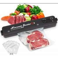 Вакууматор бытовой Vacuum Sealer ZKFK-001 90 Вт + 10 пакетов, вакуумный упаковщик для продуктов питания, черный (D-2019091396)
