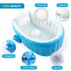 Детская надувная ванночка с подушкой и ножным насосом Intime Baby Bath Tub для купания ребенка со сливом 98X65X28 см Голубой (D-2019090675)