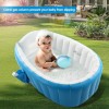 Детская надувная ванночка с подушкой и ножным насосом Intime Baby Bath Tub для купания ребенка со сливом 98X65X28 см Голубой (D-2019090675)