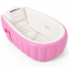 Детская надувная ванночка с подушкой и ножным насосом Intime Baby Bath Tub для купания ребенка со сливом 98X65X28 см Розовый (D-2019090676)