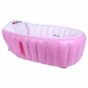 Детская надувная ванночка с подушкой и ножным насосом Intime Baby Bath Tub для купания ребенка со сливом 98X65X28 см Розовый (D-2019090676)