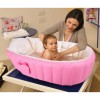 Детская надувная ванночка с подушкой и ножным насосом Intime Baby Bath Tub для купания ребенка со сливом 98X65X28 см Розовый (D-2019090676)