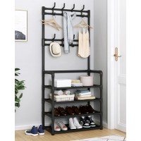Напольная вешалка для одежды new simple floor clothes rack size с полками и крючками Черная (D-2019091223)