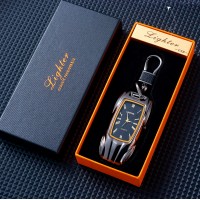 Зажигалка брелок для ключей USB с подсветкой и часами в подарочной упаковке серебристый (D-2019091359) Зажигалка брелок для ключей USB с подсветкой и часами в подарочной упаковке серебристый (D-2019091359)