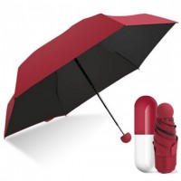 Мини зонт Capsule Umbrella складной механический в футляре бордовый (D-2019091208)
